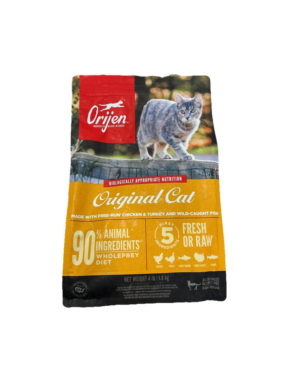 ORIJEN Grain Free High Protein Premium Dry Cat Food Original Recipe 4lb Bag